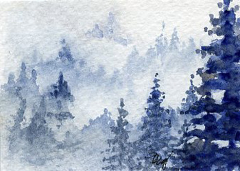 Morning Mist Peg Ginsberg Blue Mounds WI watercolor  SOLD